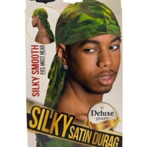 Magic Collection Silky Satin Durag Camo Green – Tie-Down Wave Cap Deluxe Quality